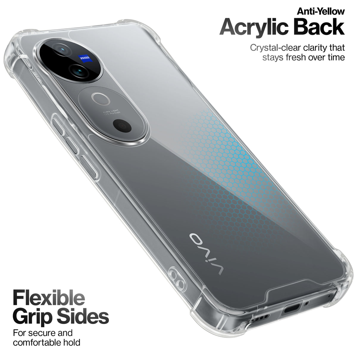 Transparent Shockproof Phone Back Cover Case With Raised Edges For Vivo V40 Pro 5G