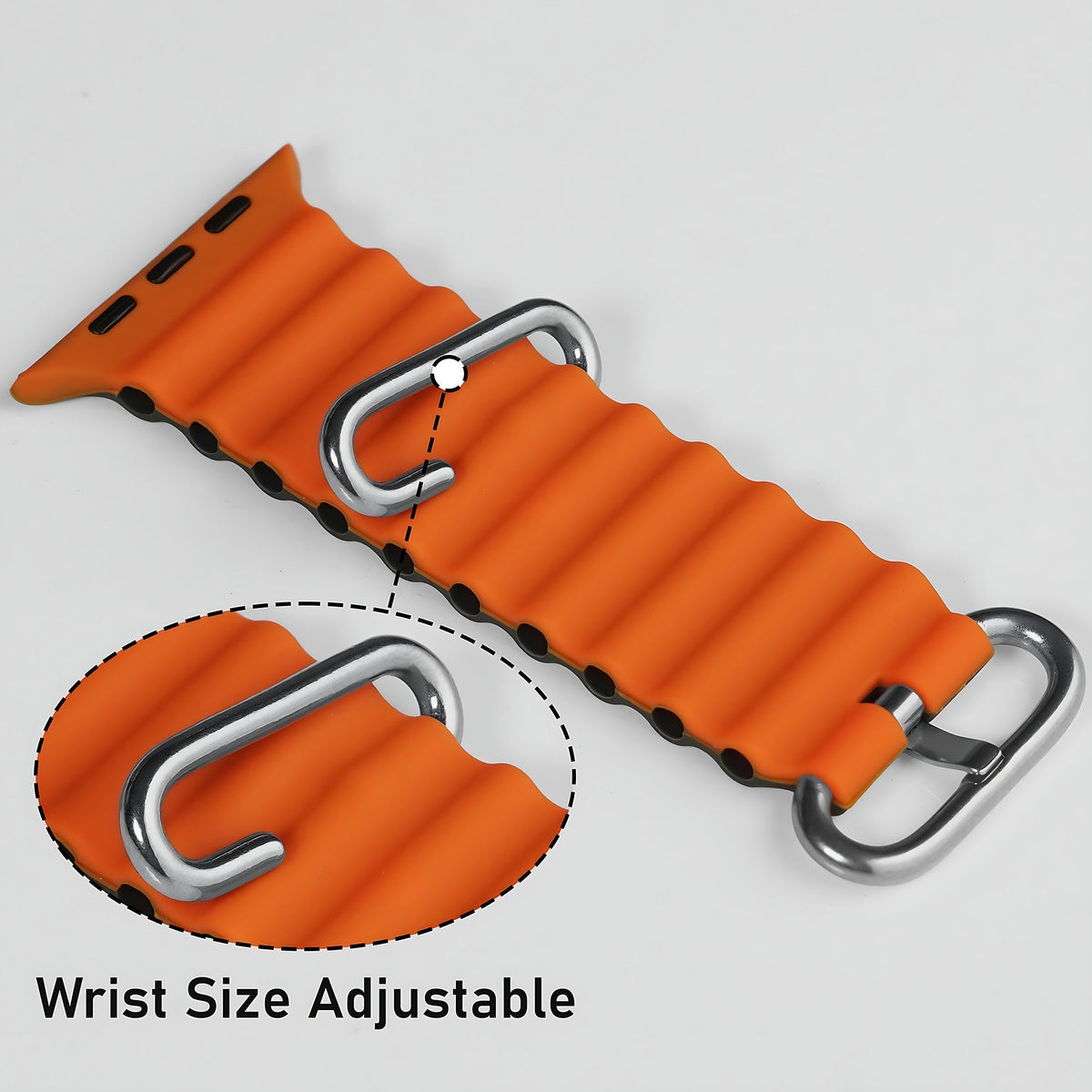 Silicone Ocean Loop Strap for - Apple Watch 45mm in Orange & Green