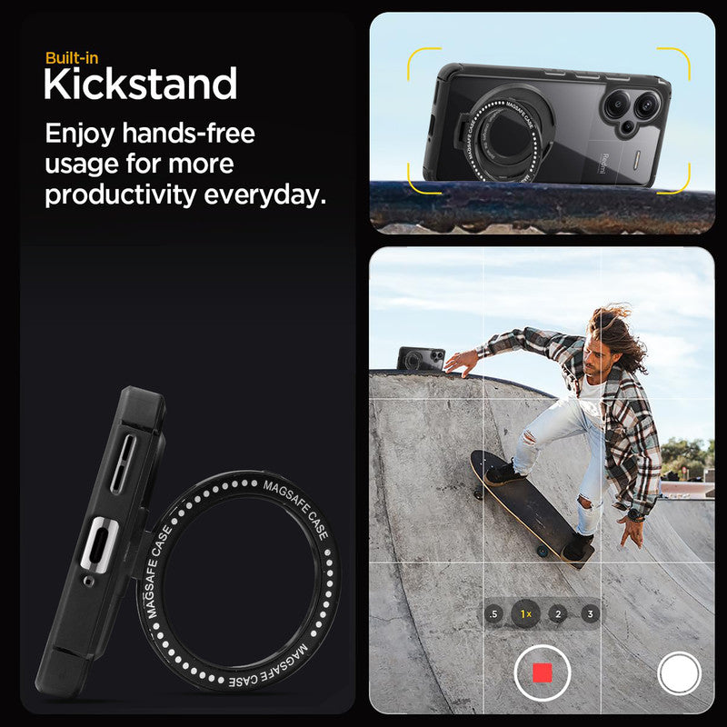 Silicone Grip Clear Case Ring Holder Kickstand For Redmi Note 13 Pro Plus 5G