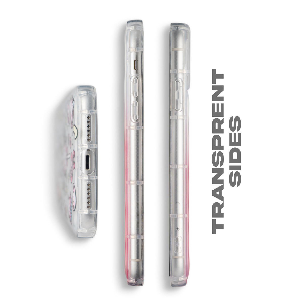 Ribbon Print Transparent Back Cover for Apple iPhone 15 Pro