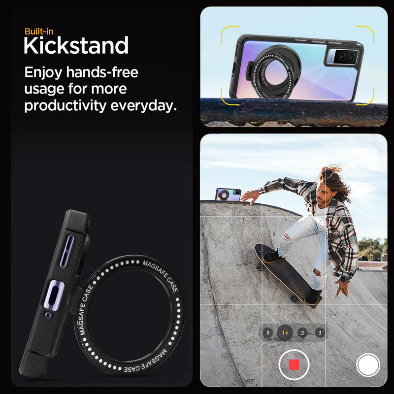 Silicone Grip Clear Case Ring Holder Kickstand For Vivo V21e 5G