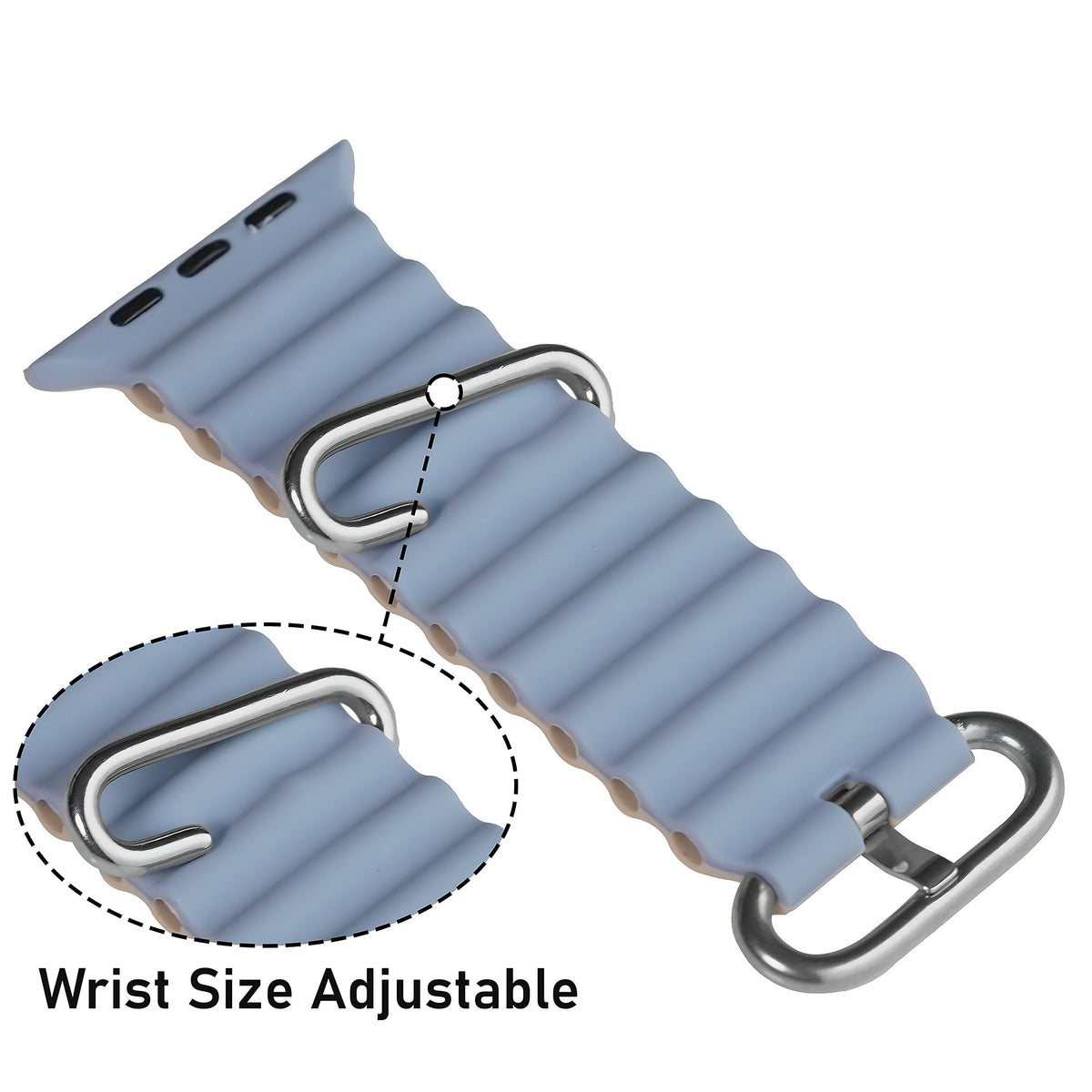 Silicone Ocean Loop Strap for - Apple Watch 41mm - Blue & Gray