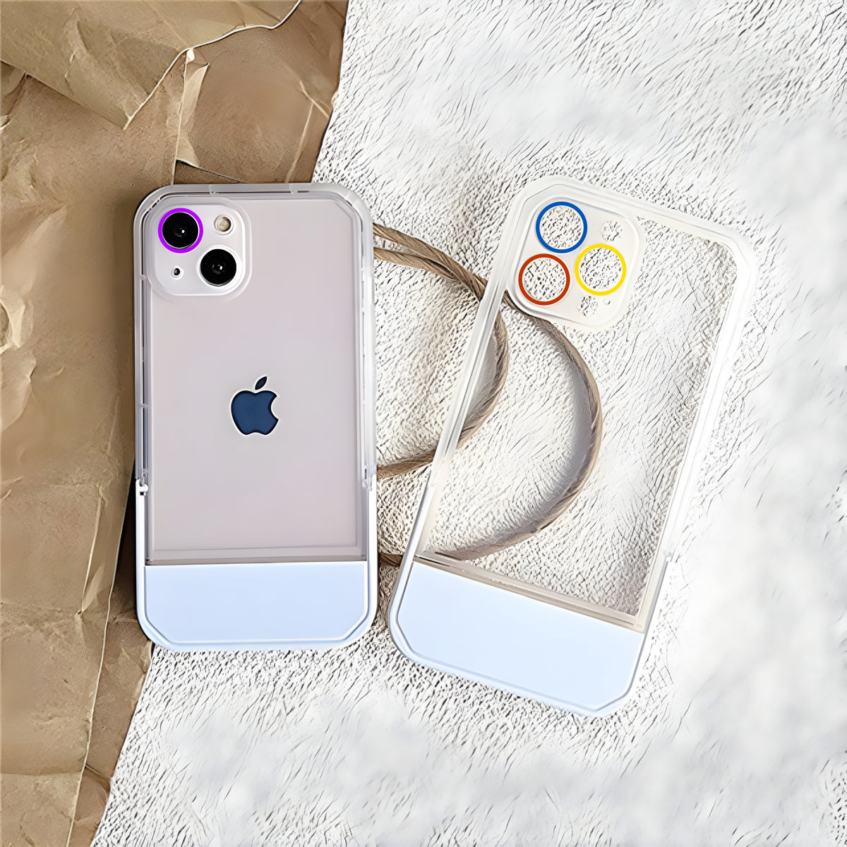 Cute Trendy Semi Transparent Foldable Built in Stand Back Cover for Apple iPhone 11