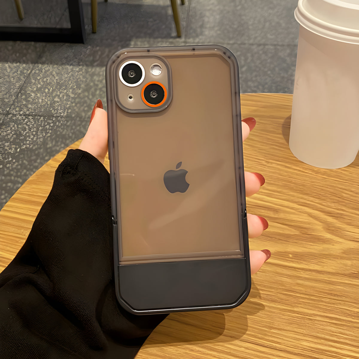 Cute Trendy Semi Transparent Foldable Built in Stand Back Cover for Apple iPhone 11