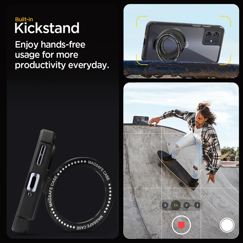 Silicone Grip Clear Case Ring Holder Kickstand For Motorola G54 5G