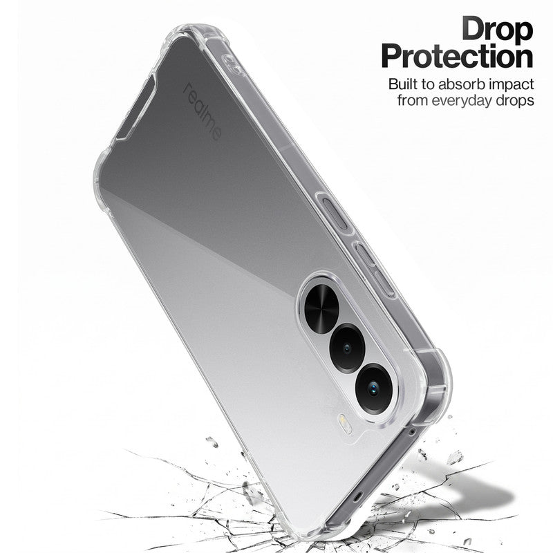 Shockproof Hybrid Transparent Phone Case For Realme P4x 5G with Hard Back and Soft Bumper for Maximum Protection