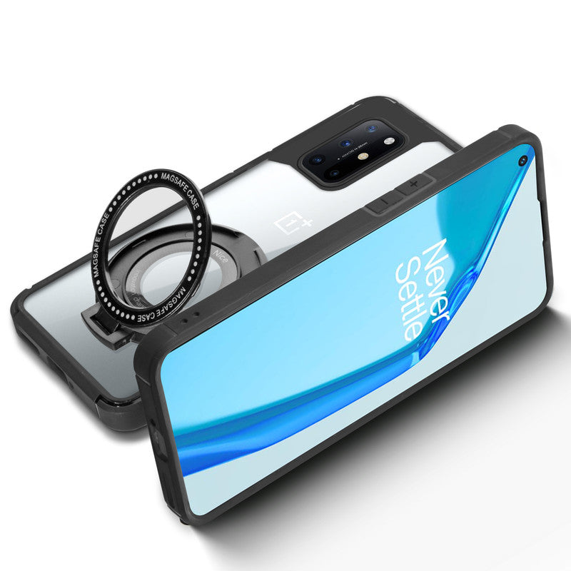 Silicone Grip Clear Case Ring Holder Kickstand For OnePlus 9R
