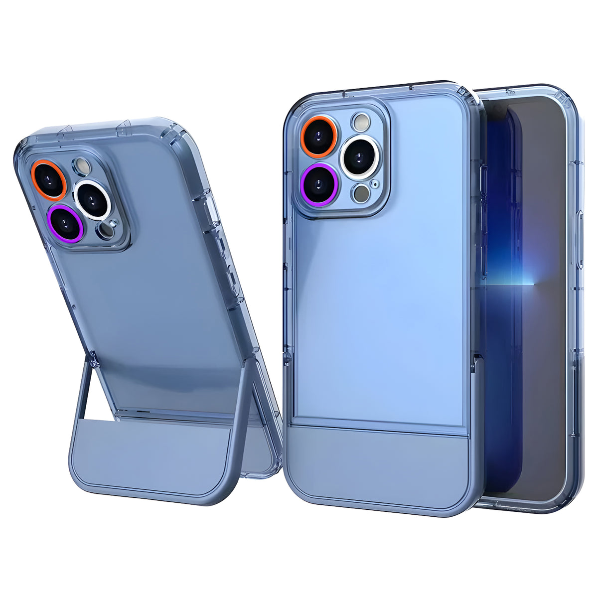Cute Trendy Semi Transparent Foldable Built in Stand Back Cover for Apple iPhone 11