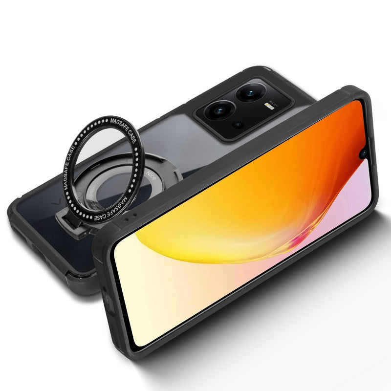 Silicone Grip Clear Case Ring Holder Kickstand For Vivo V25 5G