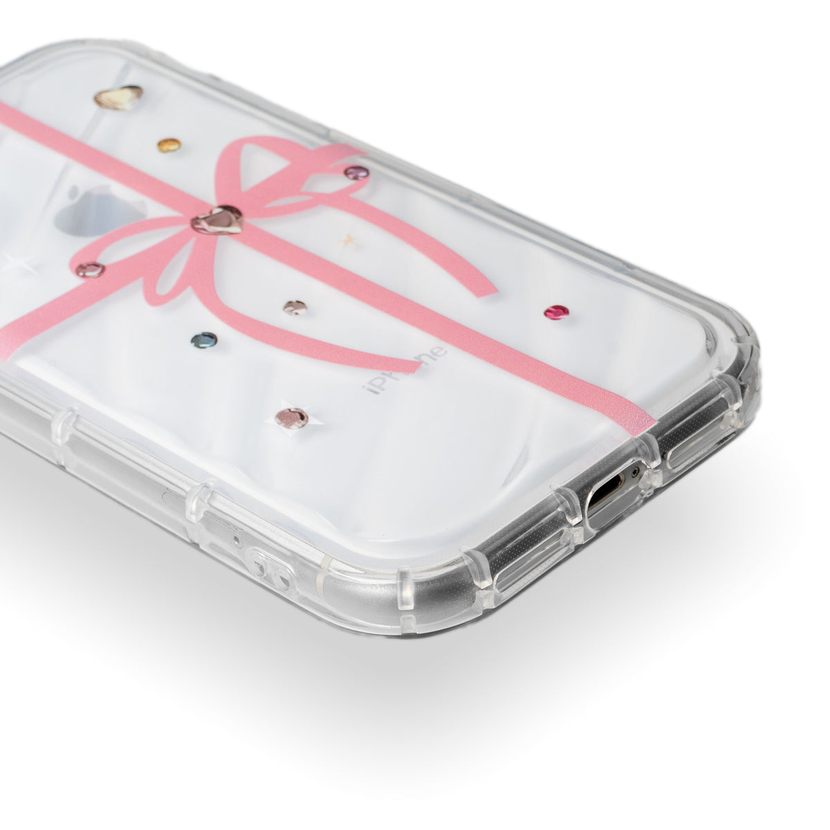 Ribbon Print Transparent Back Cover for Apple iPhone 14 Pro Max