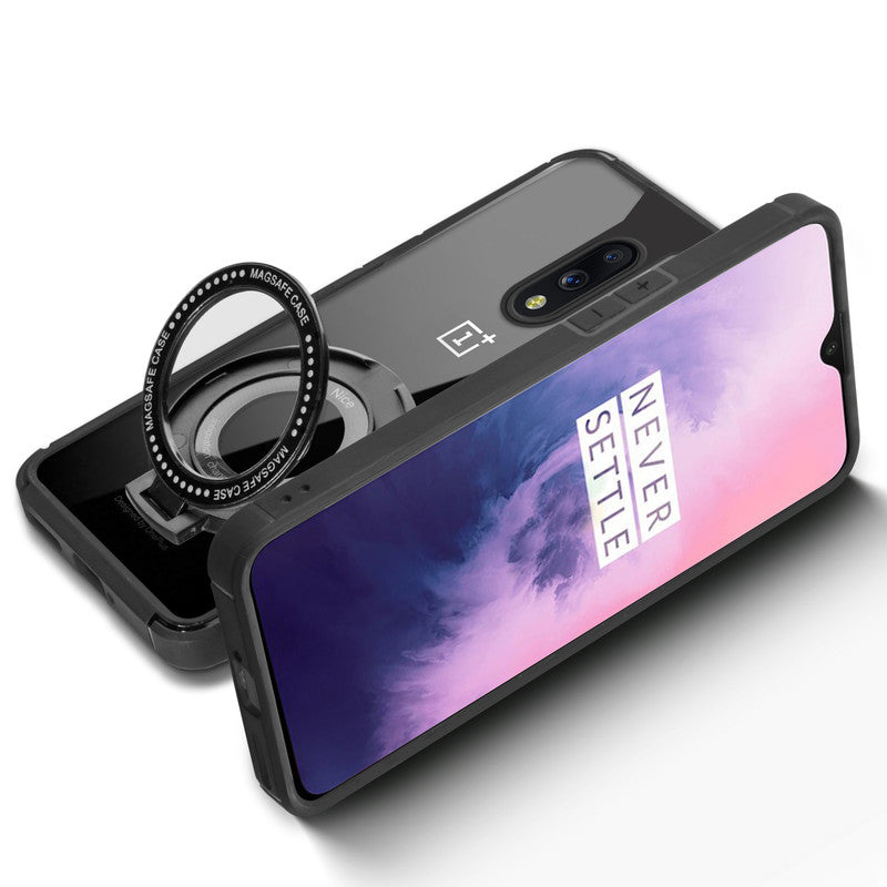Silicone Grip Clear Case Ring Holder Kickstand For Oneplus 7