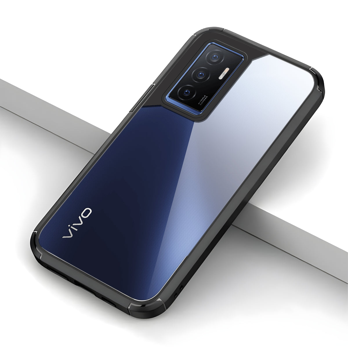 Silicone Border Transparent Back Cover for Vivo V23E 5G