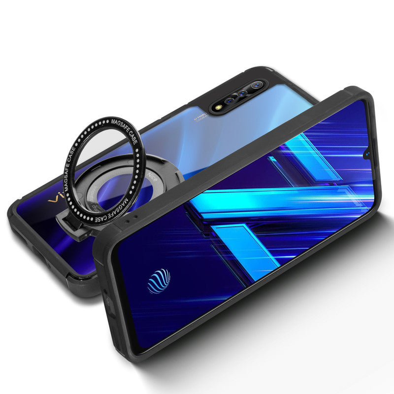 Silicone Frame Transparent Hard Back With Holder Kickstand Case For Vivo Z1x