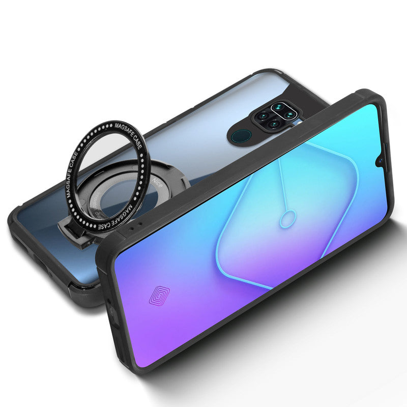Silicone Grip Clear Case Ring Holder Kickstand For Redmi Note 9