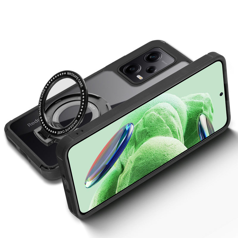 Silicone Grip Clear Case Ring Holder Kickstand For Redmi Note 12 5G