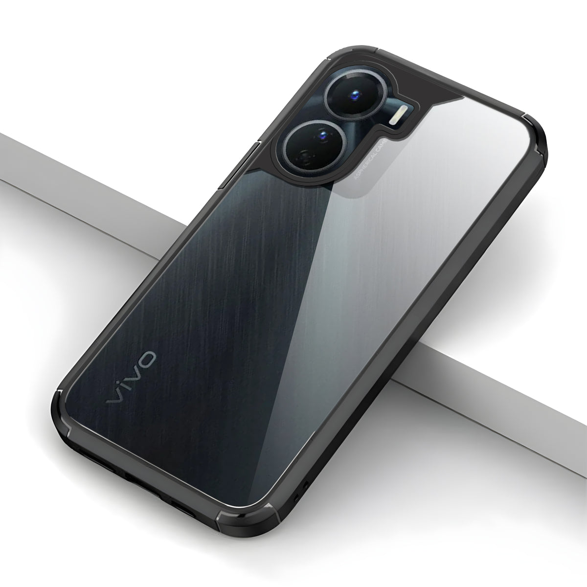 Silicone Frame Transparent Hard Back Cover for Vivo Y16
