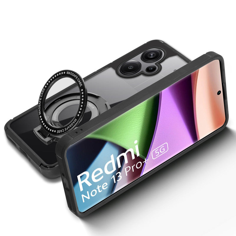 Silicone Grip Clear Case Ring Holder Kickstand For Redmi Note 13 Pro Plus 5G