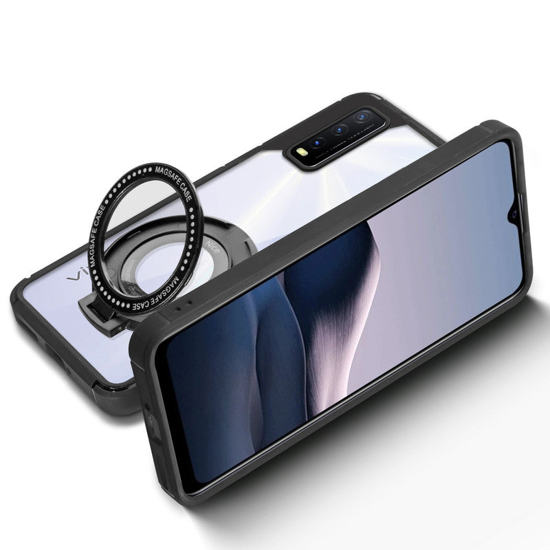 Silicone Grip Clear Case Ring Holder Kickstand For Vivo Y20A
