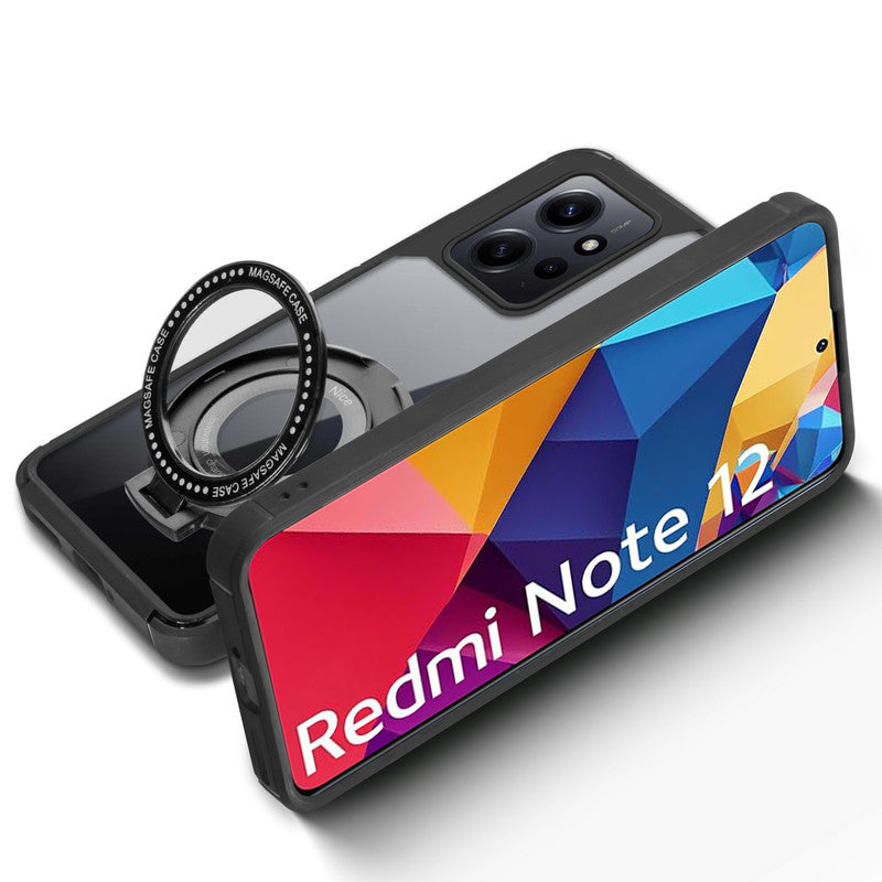 Silicone Grip Clear Case Ring Holder Kickstand For Redmi Note 12 4G