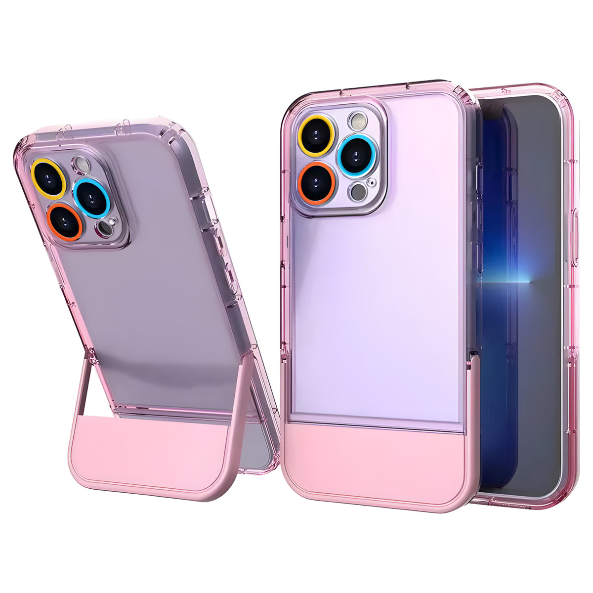 Cute Trendy Semi Transparent Foldable Built in Stand Back Cover for Apple iPhone 11