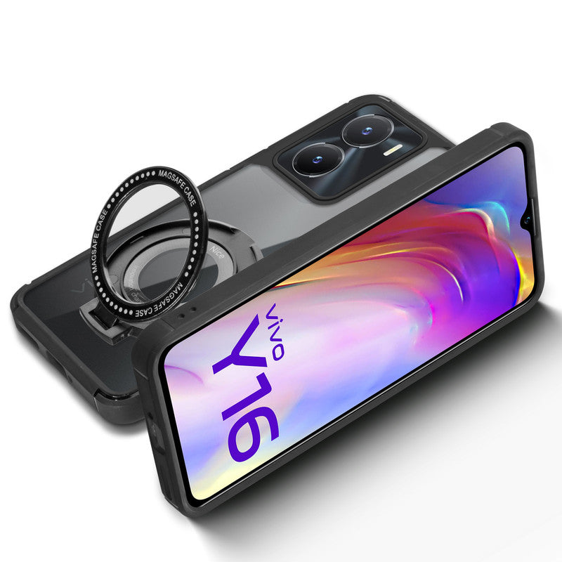 Silicone Grip Clear Case Ring Holder Kickstand For Vivo Y16
