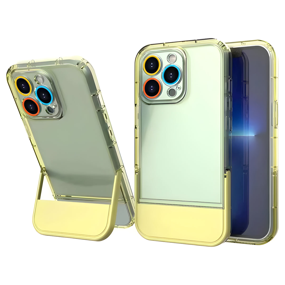 Cute Trendy Semi Transparent Foldable Built in Stand Back Cover for Apple iPhone 11