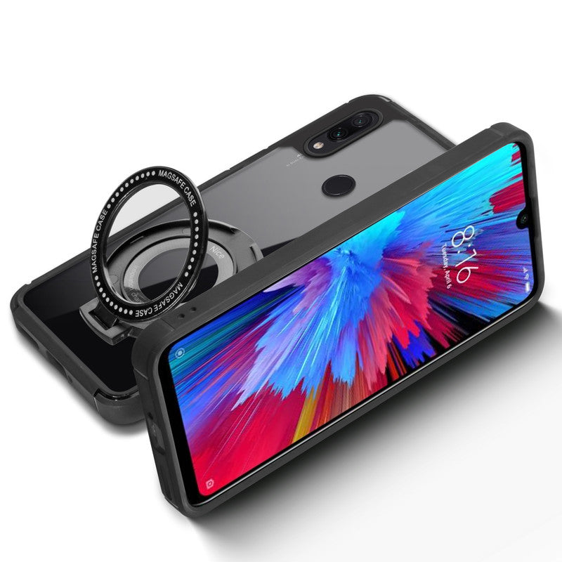 Silicone Grip Clear Case Ring Holder Kickstand For Redmi Note 7 Pro