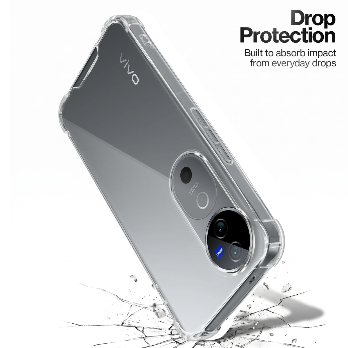 Transparent Shockproof Phone Back Cover Case With Raised Edges For Vivo V40 Pro 5G