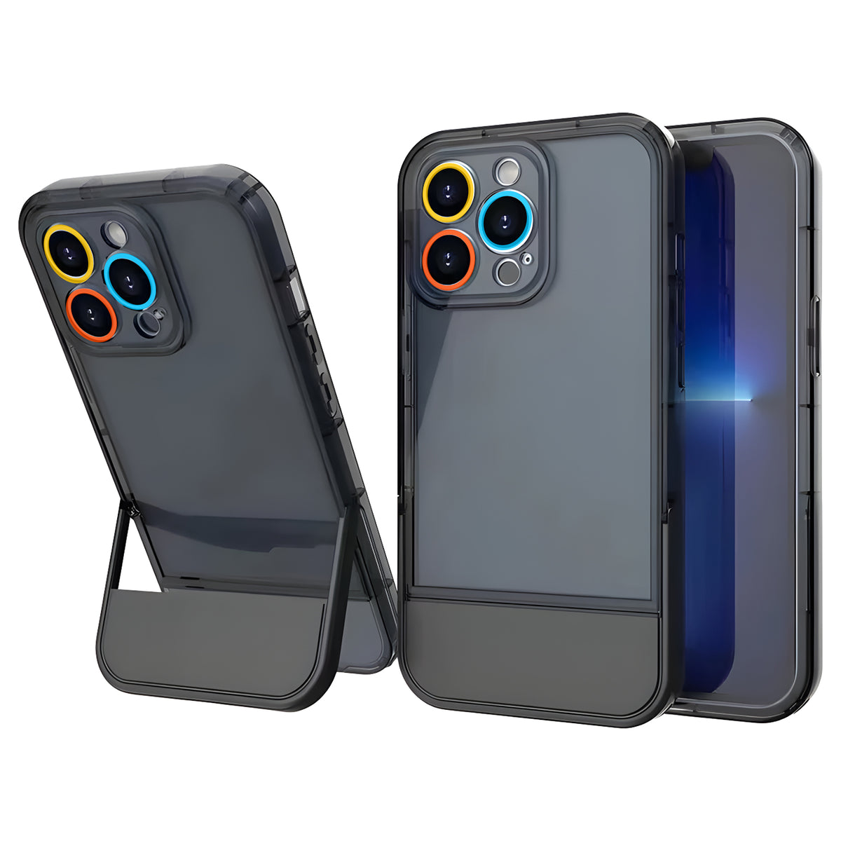 Cute Trendy Semi Transparent Foldable Built in Stand Back Cover for Apple iPhone 11