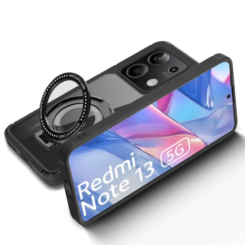 Silicone Grip Clear Case Ring Holder Kickstand For Redmi Note 13 5G