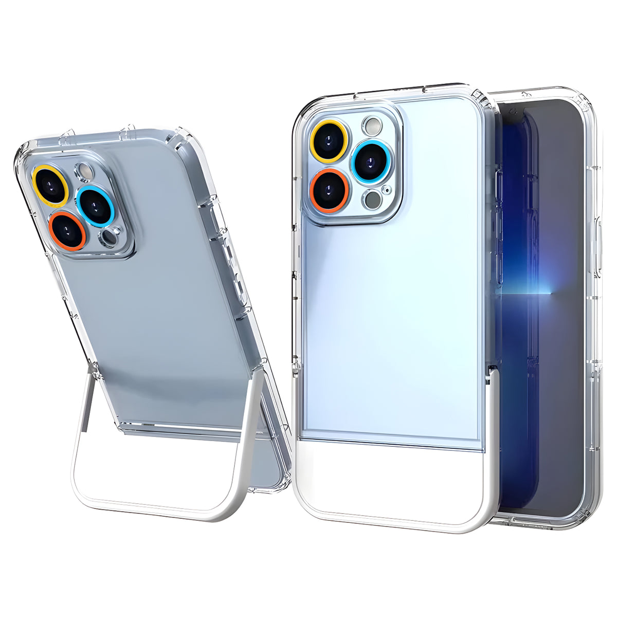 Cute Trendy Semi Transparent Foldable Built in Stand Back Cover for Apple iPhone 11