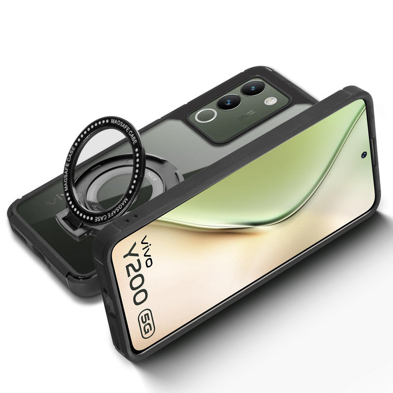 Silicone Grip Clear Case Ring Holder Kickstand For Vivo Y200 5G