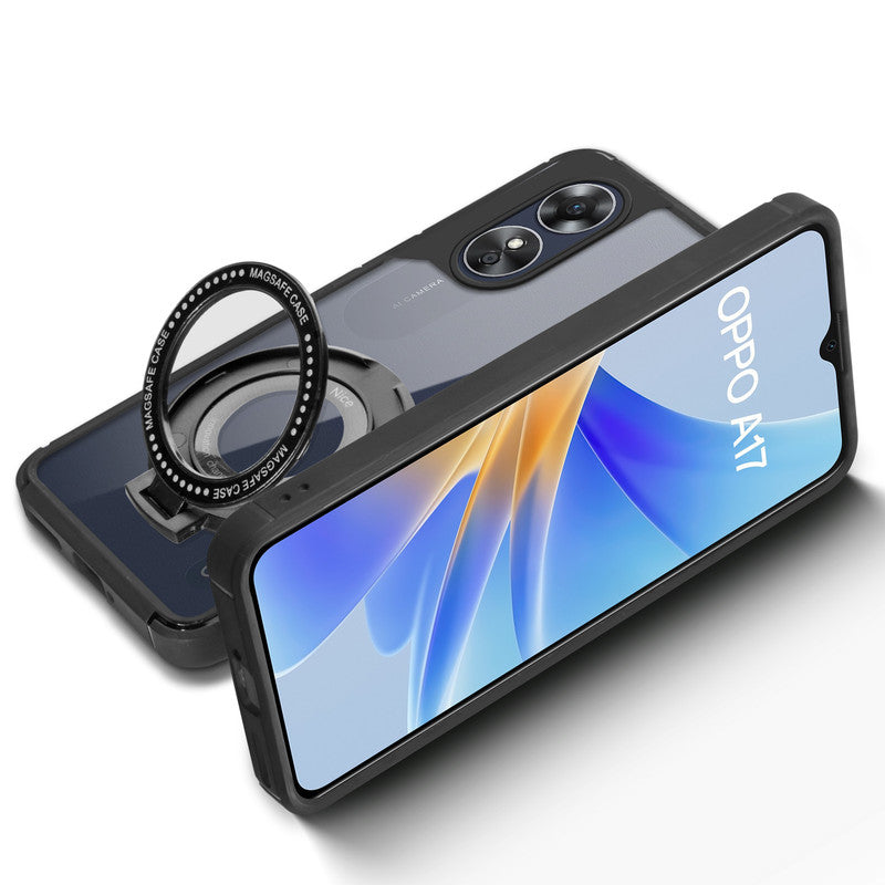 Silicone Grip Clear Case Ring Holder Kickstand For Oppo A17