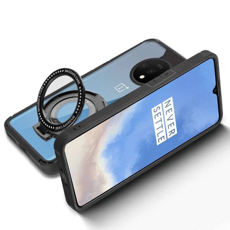 Silicone Grip Clear Case Ring Holder Kickstand For Oneplus 7T