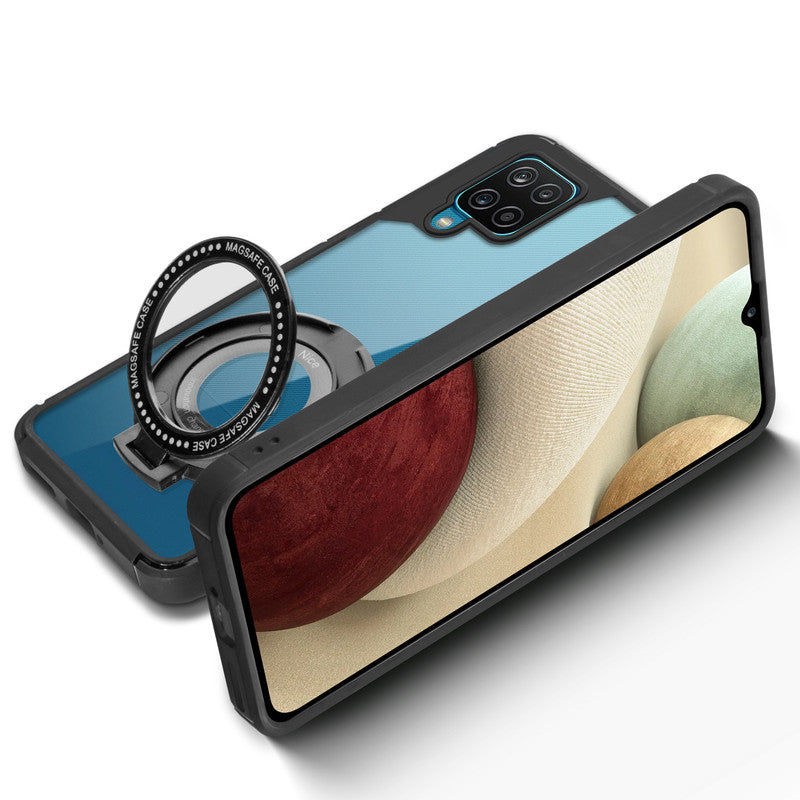 Silicone Grip Clear Case Ring Holder Kickstand For Samsung M12