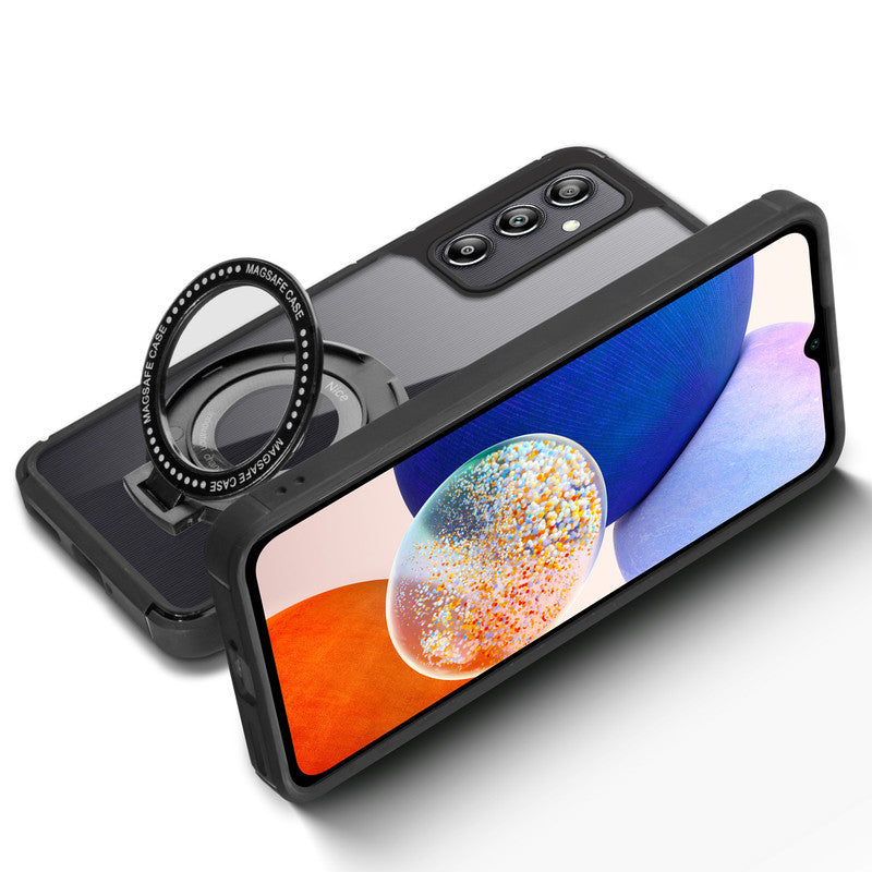 Silicone Grip Clear Case Ring Holder Kickstand For Samsung A14 5G