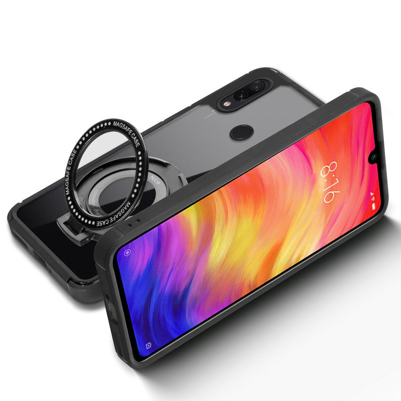 Silicone Grip Clear Case Ring Holder Kickstand For Redmi Note 7