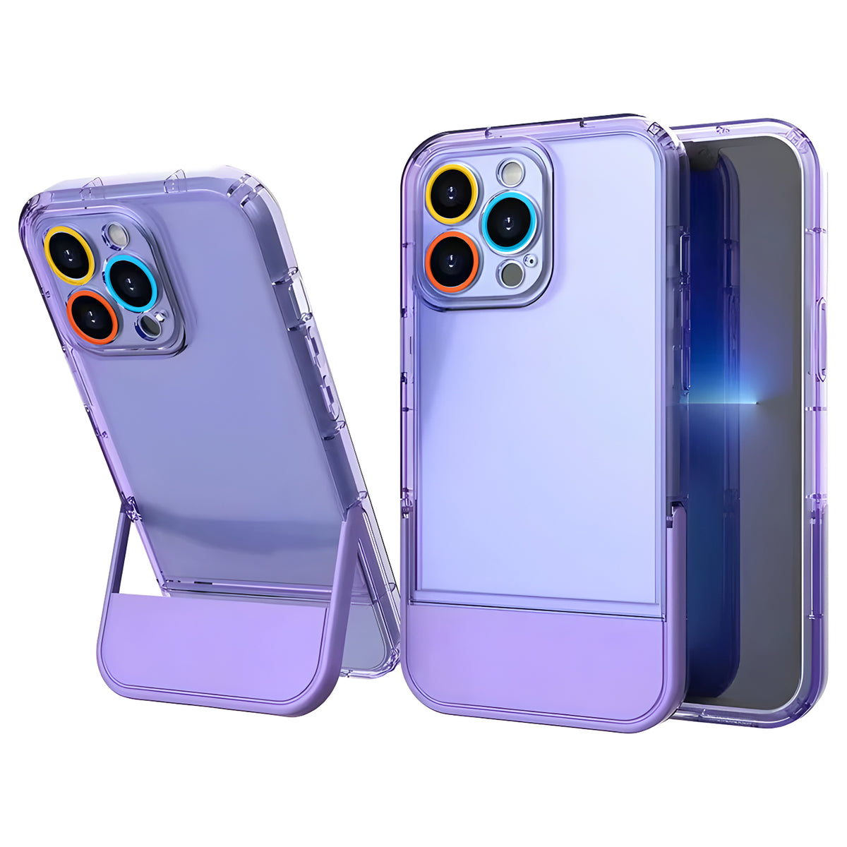 Cute Trendy Semi Transparent Foldable Built in Stand Back Cover for Apple iPhone 11