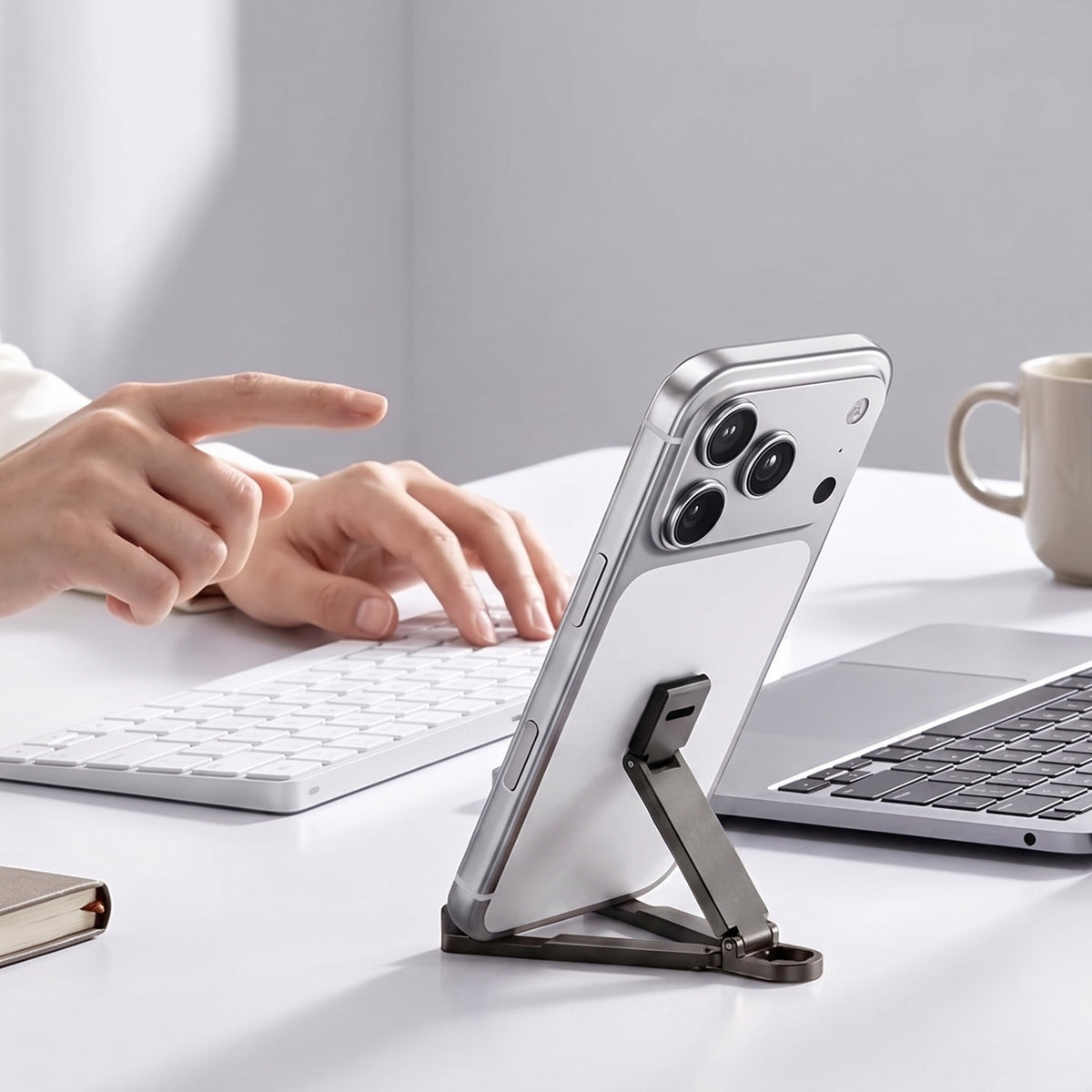 Foldable Phone Stand with Keychain Clip 180° Adjustable Desktop Holder