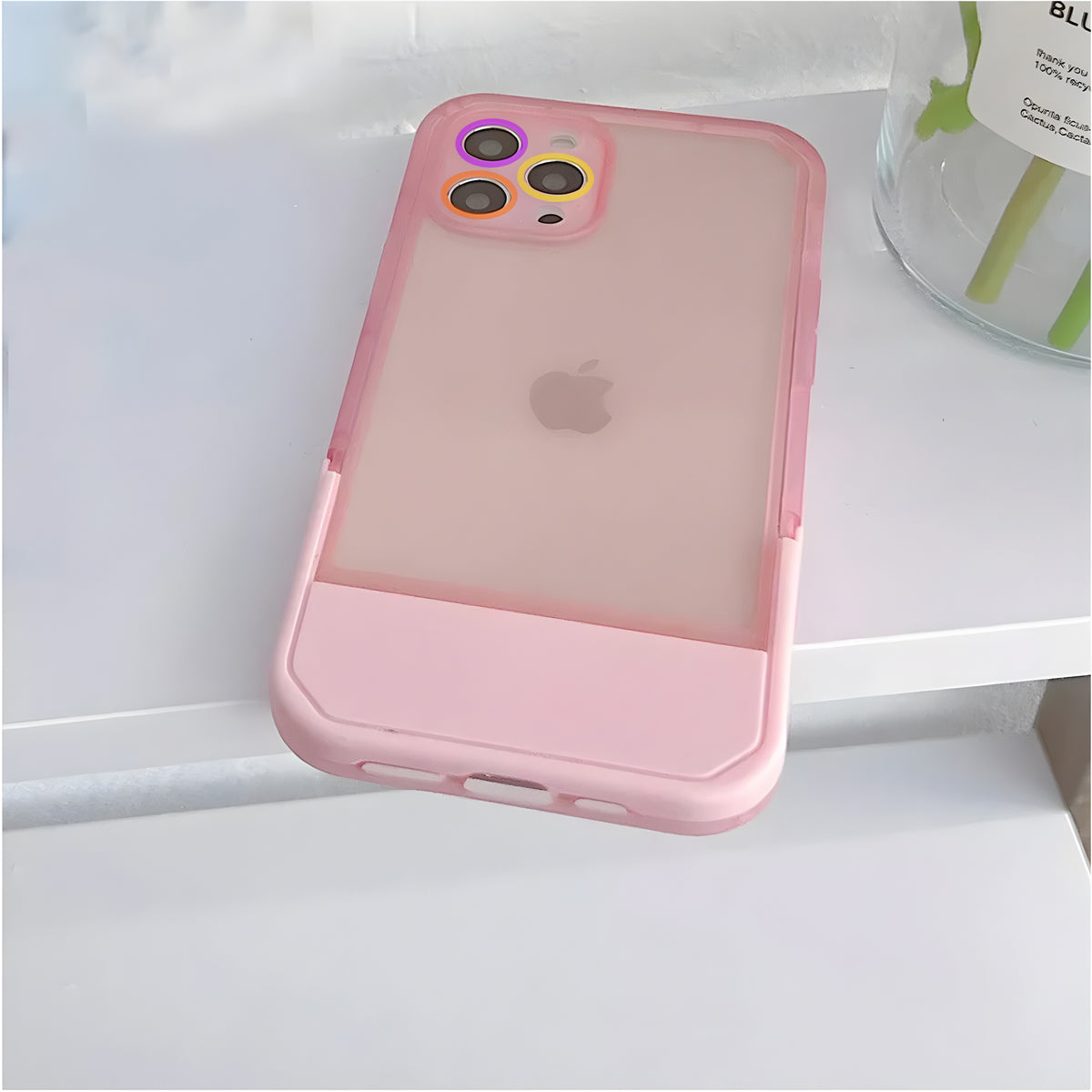 Cute Trendy Semi Transparent Foldable Built in Stand Back Cover for Apple iPhone 11