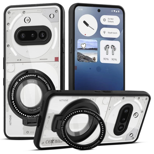 Transparent Back Cover with Silicone frame Matte Ring Holder Kickstand Case For Nothing Phone 3A