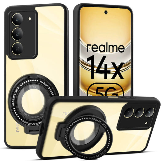 Soft Frame Clear Case Ring Holder Kickstand For Realme 14x 5G