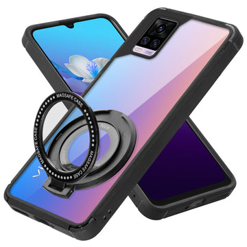 Silicone Grip Clear Case Ring Holder Kickstand For Vivo V20