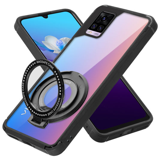 Silicone Grip Clear Case Ring Holder Kickstand For Vivo V20