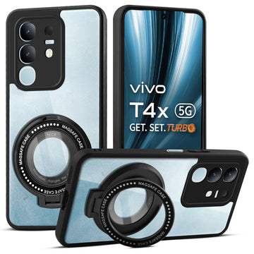 Soft Frame Clear Case Ring Holder Kickstand For Vivo T4x 5G