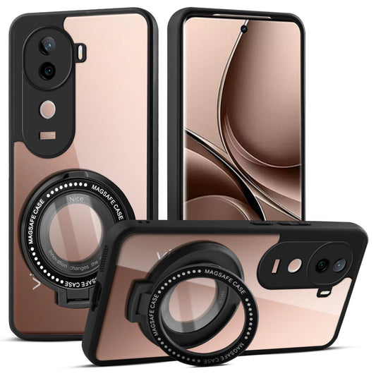 Soft Frame Clear Case Ring Holder Kickstand For Vivo V40e 5G