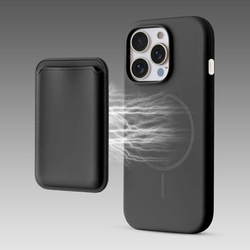 Silicon Magnetic Wireless Charging Back Case For Apple iPhone 14 Pro with Detachable Card Holder