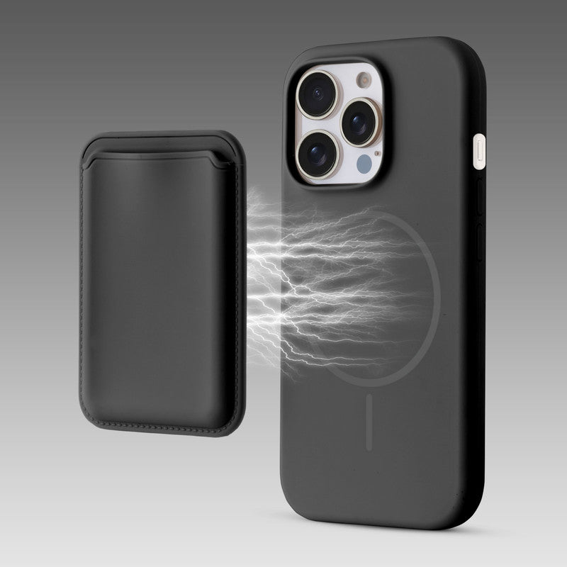 Silicon Magnetic Wireless Charging Back Case For Apple iPhone 14 Pro Max with Detachable Card Holder