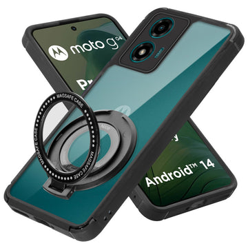 Silicone Grip Clear Case Ring Holder Kickstand For Motorola G04