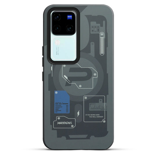 Mechanical Circuit Print Hard Back Cover For Vivo V30 5G